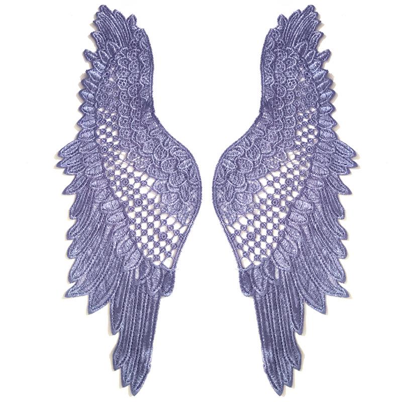 Water-Soluble Polyester Lace Angel Wings Flower Embroidery Patch Pair
