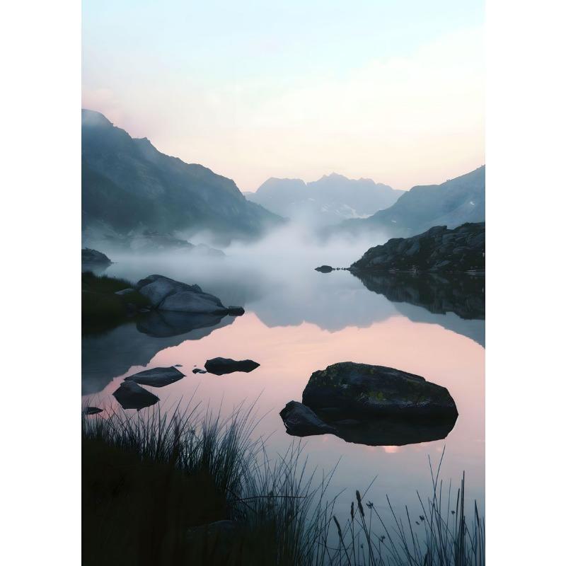 Lume Peisaj Natural Peisaj Mare Munți și râuri poster Pictură pe pânză Artă de perete Imagini cu peisaje Camera de zi Decor pentru casă