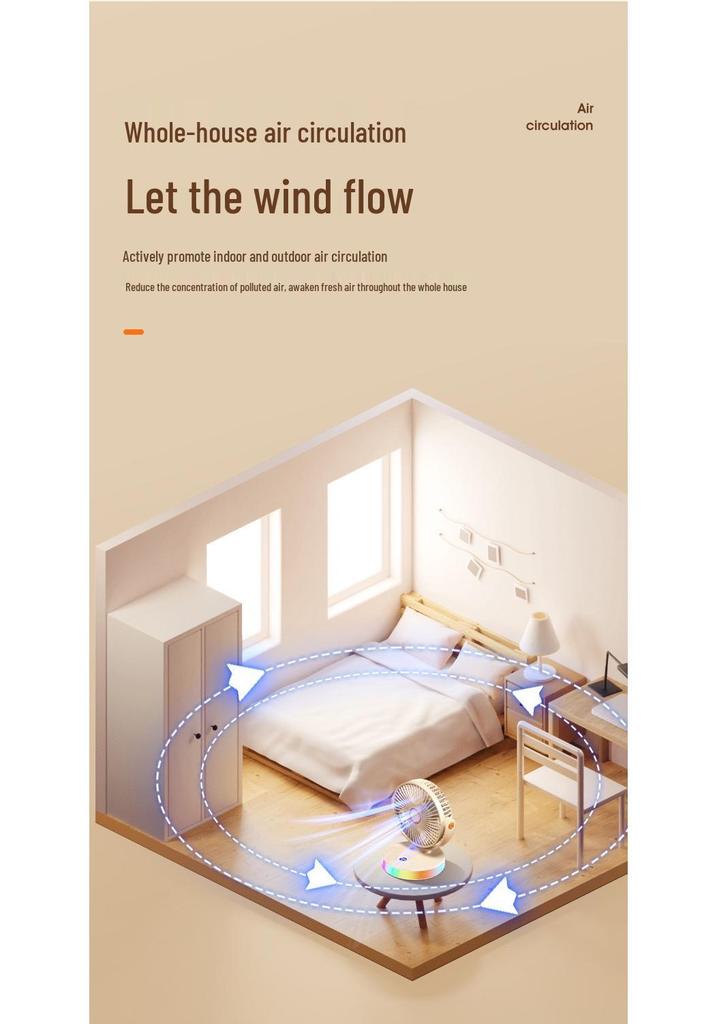 Portable Multi-functional Fan with Colorful Lights for Dorm, Office, and Outdoors
