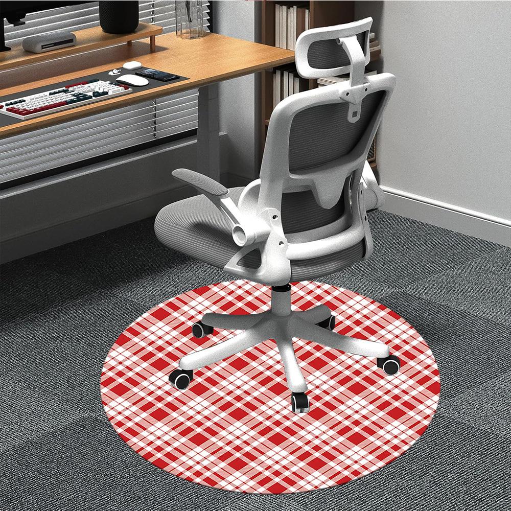 

1pc Red Checkered Pattern Office Round Rug, Non-slip, Soft and Durable Office Rug for Interior Decoration, Perfect for Office, Beautiful Decoration yy 80cm by 80cm
