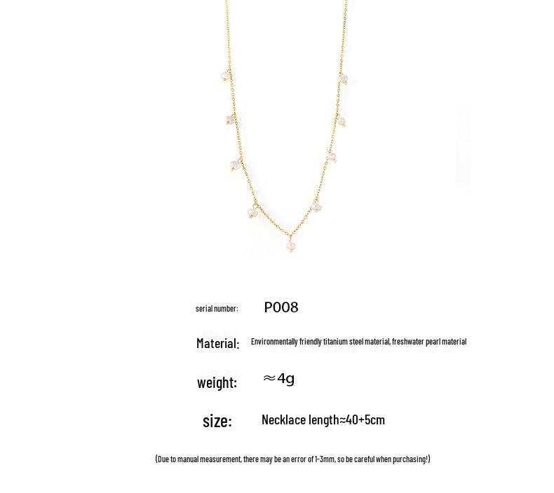 Brand Freshwater Pearl Clavicle Necklace with 18k Gold-Plated Titanium Steel in Simple Sweet Style