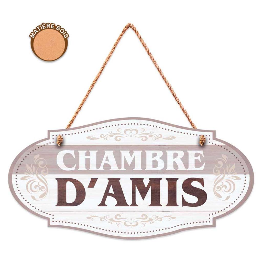 Les Trésors De Lily [R3365] - Gray 'Guest Room' Wooden Plaque - 20x10 Cm