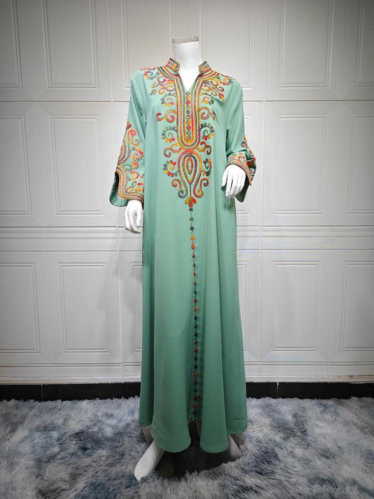 AB417 Autumn/Winter 2024 Women's Embroidered Muslim Robe for Middle East Market