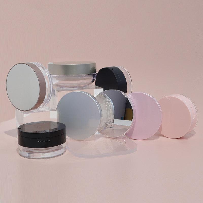 1Pcs Portable Plastic Powder Box Empty Loose Powder Container With Sieve Mirror Cosmetic Sifter Jar Travel Makeup Accessories