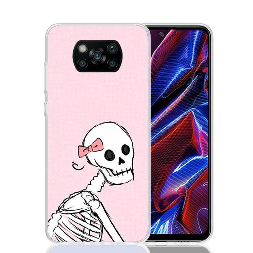 Pink Cat Skull Sorceress Witch Case Phone Cover for Xiaomi Redmi Note 10 9 9S 8 8T 7 5 Pro Mi 12T 11T 10T 9T 12 11 Lite A3 A2 Tr