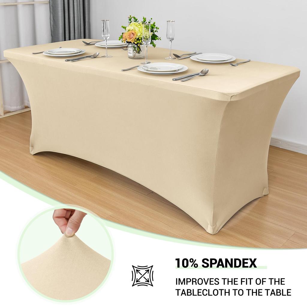 2 Pcs Spandex Table Cover for Standard Folding Tables Universal Rectangle Fitted Tablecloth Protector Wedding Banquet and Party