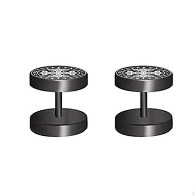 Stud Earrings Ear Studs Round Black Gothic Barbell Piercing Jewelry for Valentine's Day