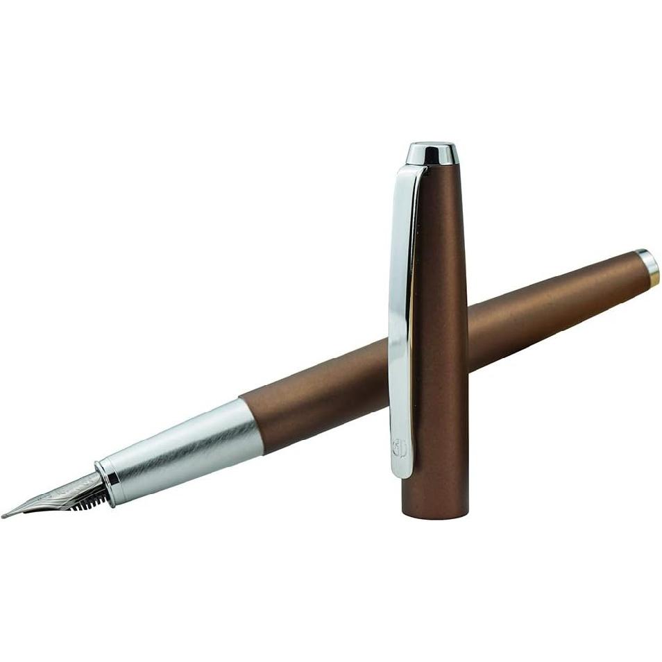 HongDian 525 Green Metal Fountain Pen, Extra Fine Nib Classic Pen, Includes Metal Pen Case and Refillable Converter