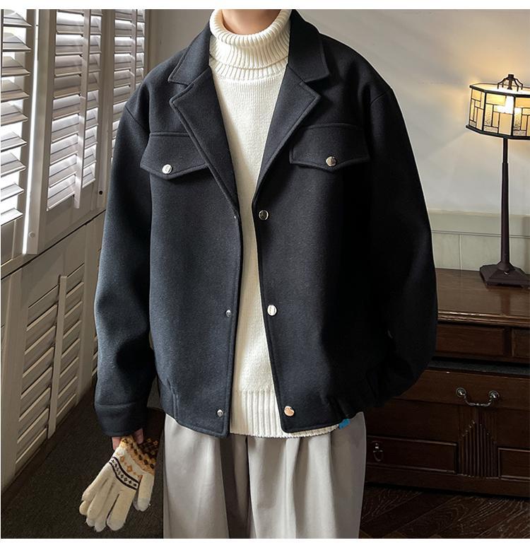 Fashionable Jacket Men's Autumn and Winter Thick Wool Trench Coat Jacket Casual Loose Top