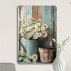 Vintage Daisy Bouquet Metal Tin Sign, Rustic Farmhouse Wall Decor for Home & Kitchen