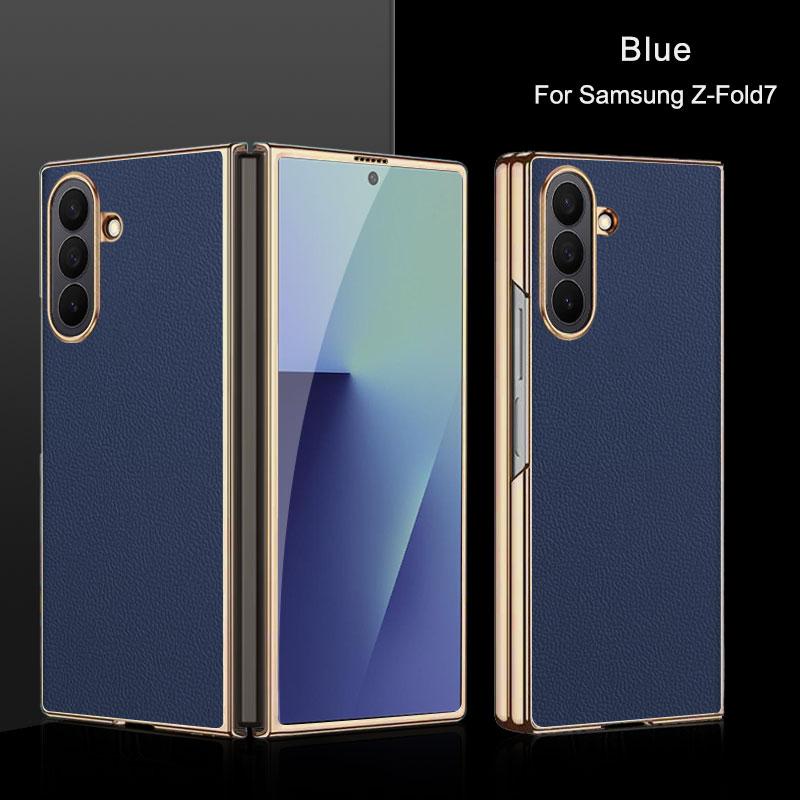 For Samsung Galaxy Z Fold 7 Case Luxury PU Leather Skin Plating Protective Back Cover Case For Samsung Z Fold7 Phone Shell