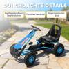 Go-kart a pedali per bambini con sedile regolabile, pneumatici in EVA, frizione manuale, freno, Go-kart per bambini 3-8 anni, Blu