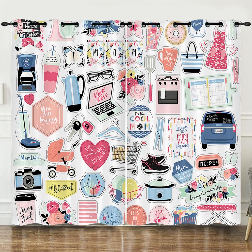 3D Graffiti Pattern Digital Printing Curtain Blackout Punching