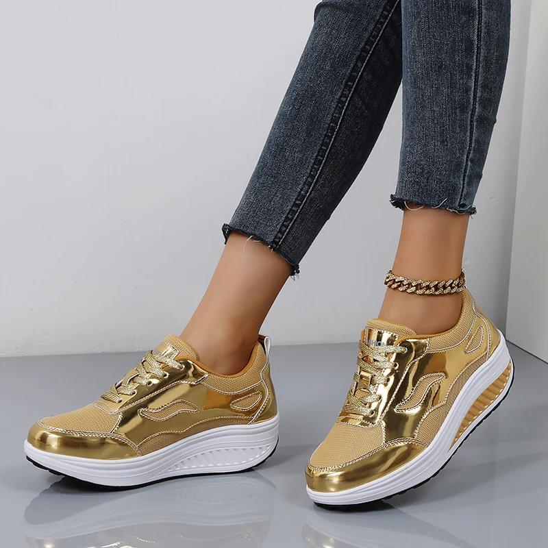 Mode Damsneakers Skor Mode Dam Vulkaniserade Skor Högkvalitativa Skor Andningsbara Dam Promenadplattform Zapatillas Mujer