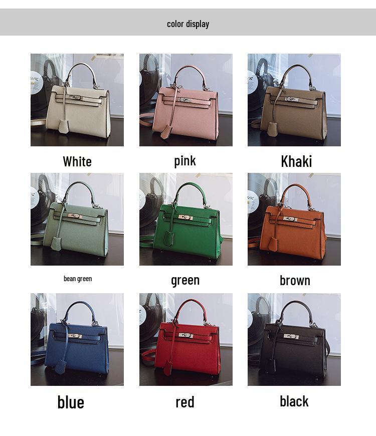 Women's Versatile Lychee Pattern Kelly Bag - Fashionable Large-Capacity Shoulder and Crossbody Handbag