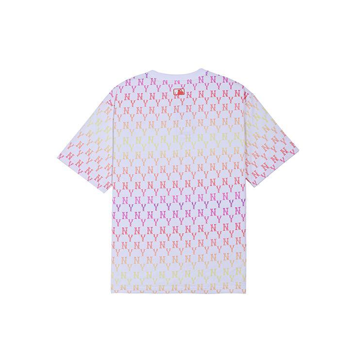 MLB New York Yankees Letter Print Gradient Color Short Sleeve T-Shirt Unisex Tops White Red 31TSMC131-50R