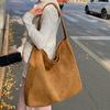 Yogodlns Suede Tote Bag for Women Autum Winter Frosted Casual Large Capacity Commuting Shoulder Bags Vintage Solid Versatile Handbags