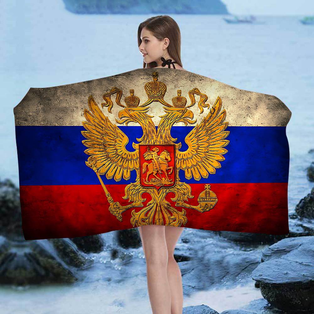 R-Russia Flag Microfiber Blanket Quick Drying Beach Towels Oversized Printing Super Absorbent Pool Towel Blanket
