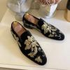 Fashionable Men  Handmade Embroidered Lefu Sole and Formal Shoes Luxury Party Designer PU Shoes Black Size 38-48 Men  Shoes