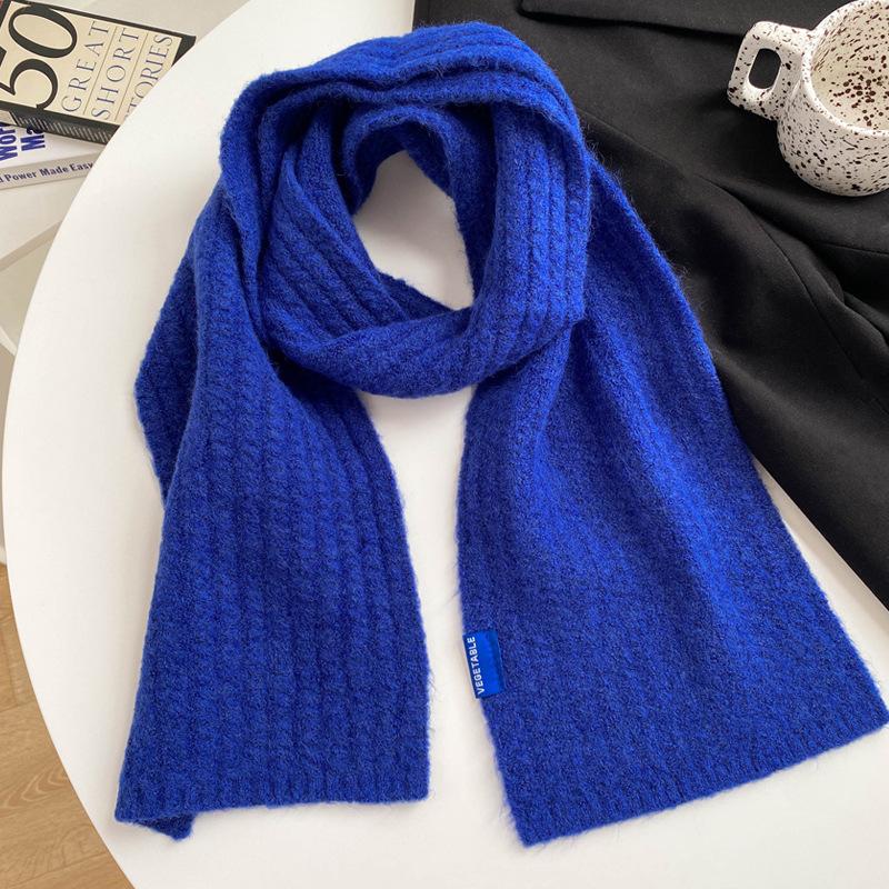 Wool gray scarf girls autumn and winter white knitted wool warm versatile high sense scarf white