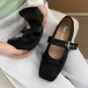 Fashion Sweet Butterfly-knot Mary Jane Shoe Women Retro Square Toe Shallow Ballet Flats Comfort Soft Sole Designer Shoe