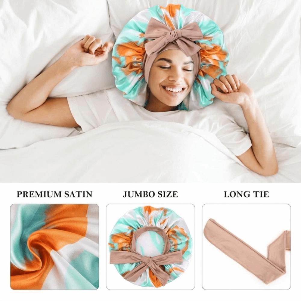 Elastic Tie Band Silk Bonnet Extra Large Hair Bonnet Luxury Sleeping Bonnet  Hair Protection