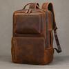 High Fashion Mens Leather Backpack For 15.6 Inch Laptop Genuine Leather School Bagpack Bag For Men Women Retro Style Large Size