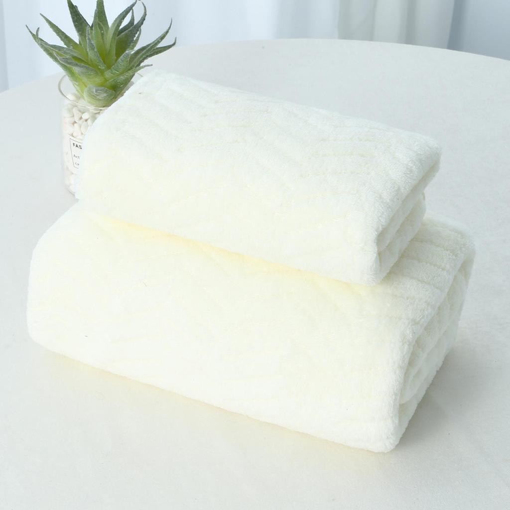 Temu Coral Fleece Bath Towel Set - Wheat Ear Style, Large Towels