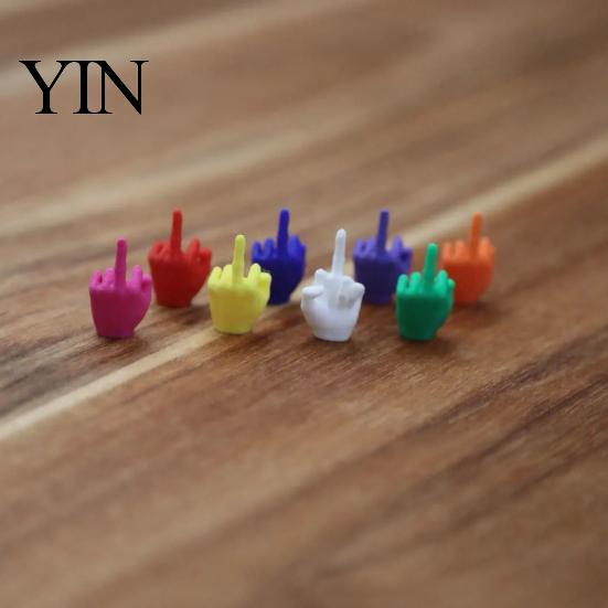 Assorted Color Middle Finger 25/50/100Pcs 3D Printed Mini Set, Tiny Colorful for Desktop Toy Desk Decor, Miniature Hand Gesture Figurine Gag