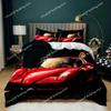 Race Car Duvet Cover Set King Queen Twin Size Red Flame Comforter Cover 3D Sport Car Theme for Boys Girl Polyester Bedding Set