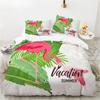 Animal Flamingo King Queen Duvet Cover Cartoon Pink Tropical Bird Bedding Set for Kids Teens Aduls Blue Soft 2/3pcs Quilt Cover