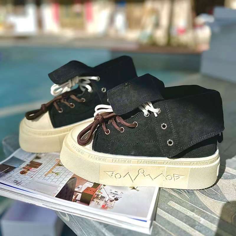 

Модные остатки товаров благотворительные высокие кеды для женщин 2025 новые популярные осенние туфли на толстой подошве универсальные парусиновые туфли повседневная обувь 40 чёрный