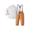 Boys' British Style Floral Shirt & Suspender Pants Set - Spring/Autumn