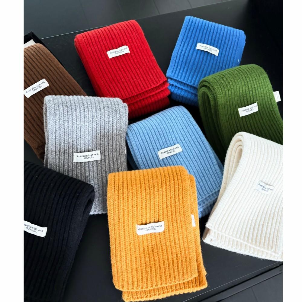 Knitted scarf women's autumn and winter warm solid color couple scarf