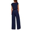 2026 Sleeveless V-neck Lace-up Women's Set: Cropped Wide-leg Pants for Spring/Summer Casual Fashion