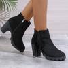 2024 Winter Women Boots Sexy Fashion Boots Pattern Chunky High Heels Women Boots  Female Round Toe Comfortable Shoes for Women