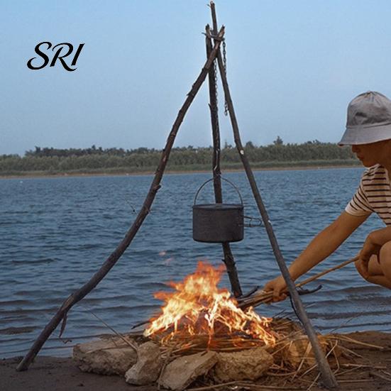 Campfire Tripod Plate Board with Chain, Turn Branches into Tripod, Stainless Corrosion-resistant Accessory Steel Support Plate, Portable Cooking