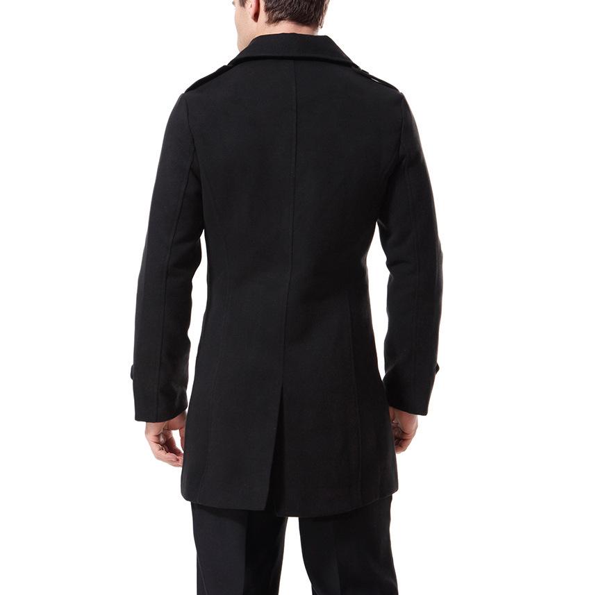 2025 Autumn/Winter Men's Double-Breasted Wool Trench Coat with Epaulets - Trendy European Style