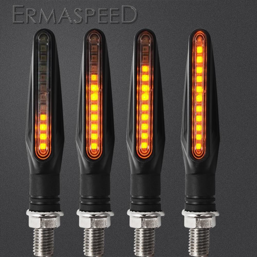 4PCS Universal Sequential Motorcycle Turn Signal Led 12v IP68 Waterproof Amber Indicator Flashing Light Blinker Moto