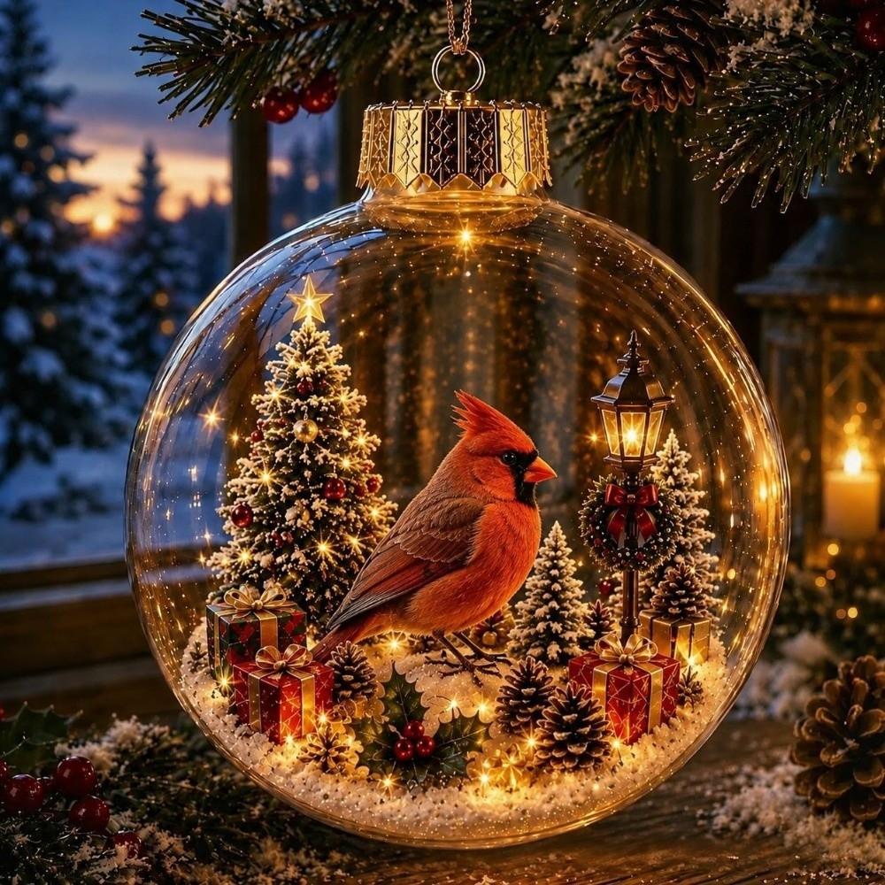 Light-Up Animal Snow Globe Ornament Clear Christmas Tree Ornament  Home Decoration