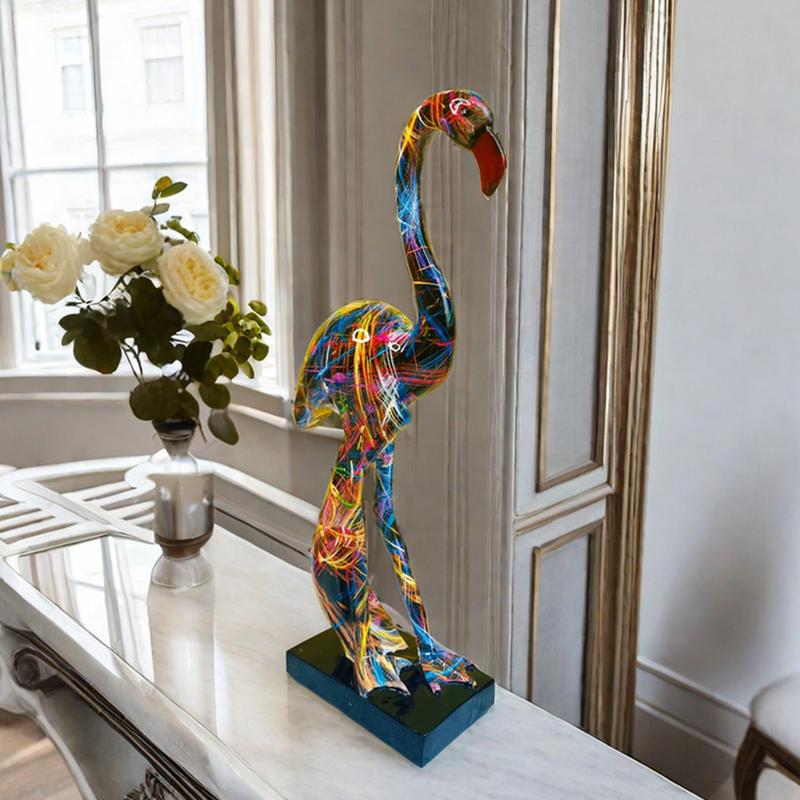 Graffiti Flamingo Skulptur Tierstatue Kunstfigurine Heimdeko für Wohnzimmer Schlafzimmer Bücherregal TV-Schrank Schreibtischdeko