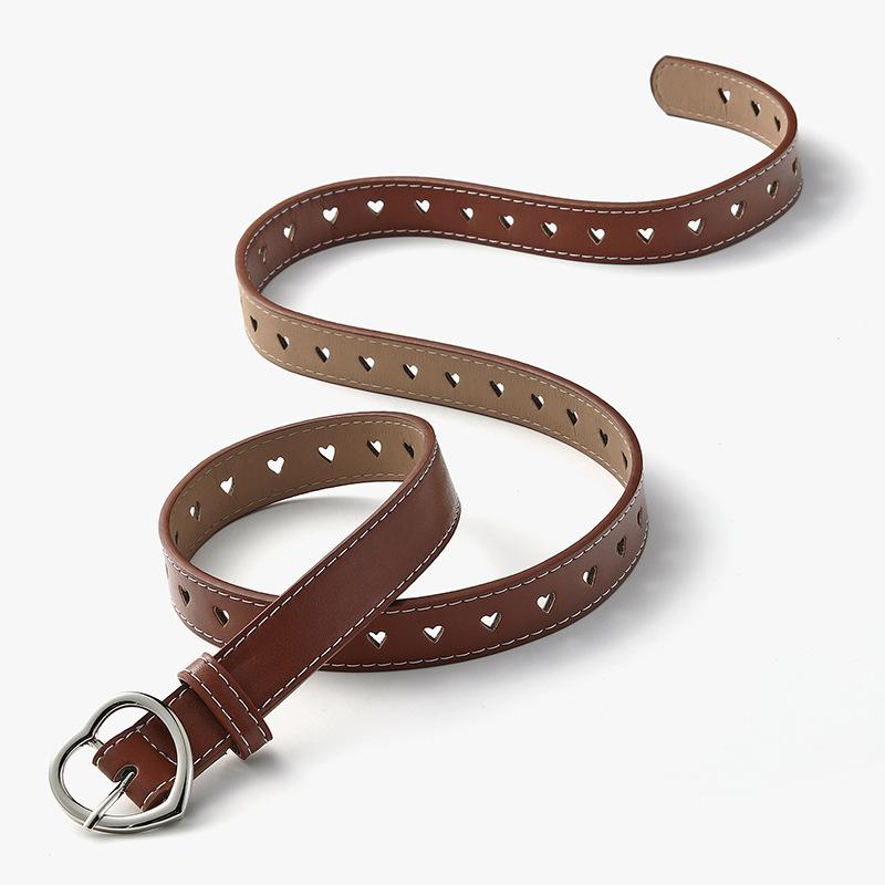 Single Product Love Buckle Belt Women'S Heart Shape Full Hole Hollow Decorative Women'S Belt