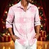 Men's Casual Long Sleeve Button Down Shirt with Christmas Print for Fall and Winter
