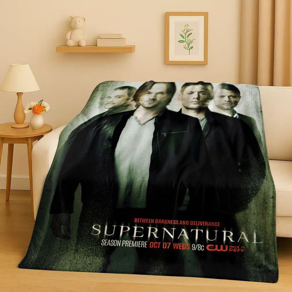 3D Supernatural Sam Dean Winchester TV Flannel Blanket,Ultra Soft Warm Plush Throw for Home Bedroom Bed Sofa Cover Travel Gift