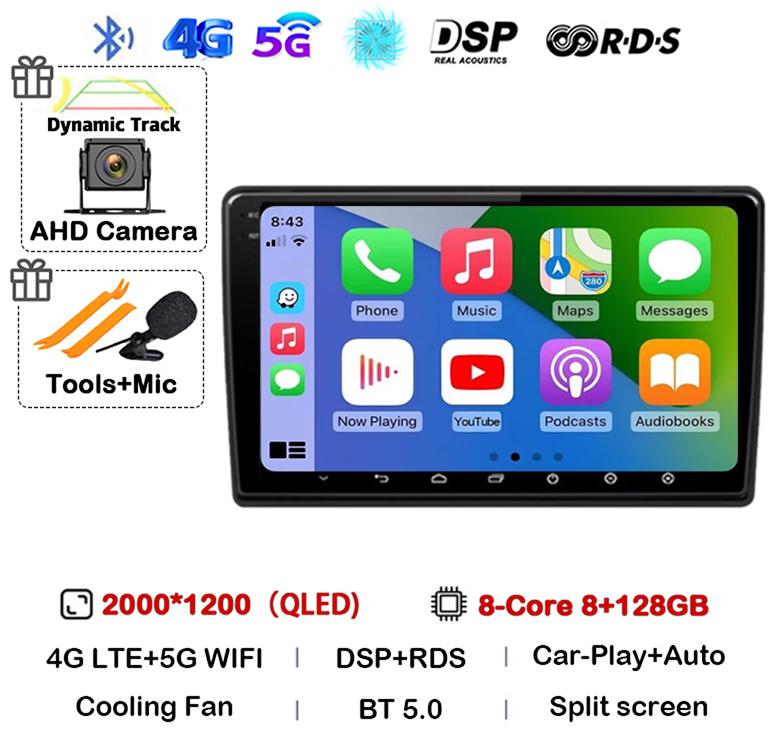 Android 14 Wireless Carplay Auto For Ford Fusion 1 2005-2012 Car Radio GPS Navigation Multimedia Video Player 4G WIFI Stereo