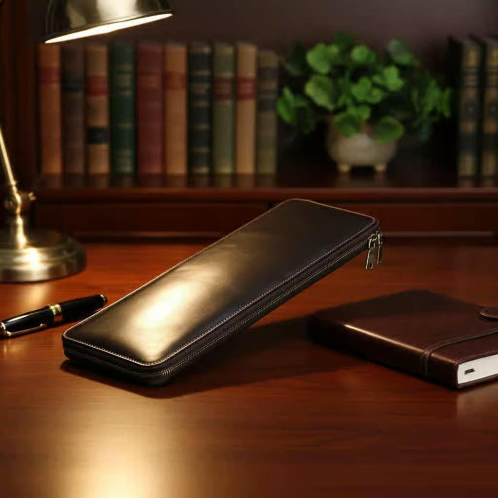 Travel Tie Case Portable Leather Necktie Storage Box for Business Commuters, Men