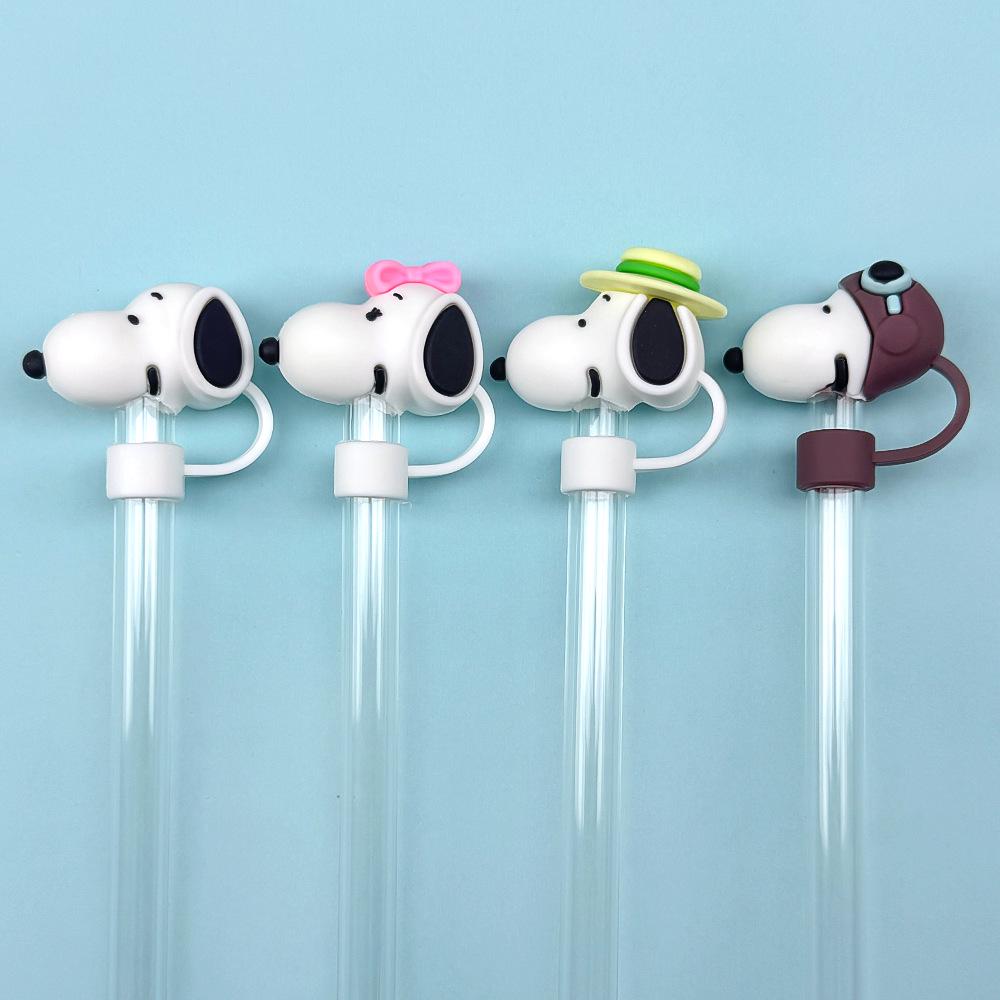 10mm Snoopy Food-Grade Reusable Straw Cap Dust Cover for Stanley Beverage Straw
