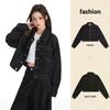 Young Orange Contrast Stitching Denim Jacket – Women's Loose, Slimming, and Versatile Fashion Top