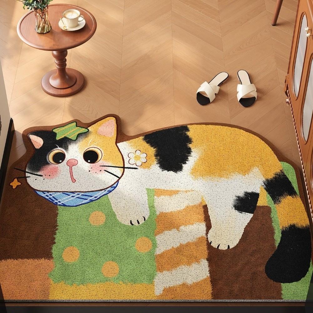 Absorbent Cartoon Cat Carpet Irregular Shaped Shower Carpet Soft Bathroom Floor Mat Bedroom
