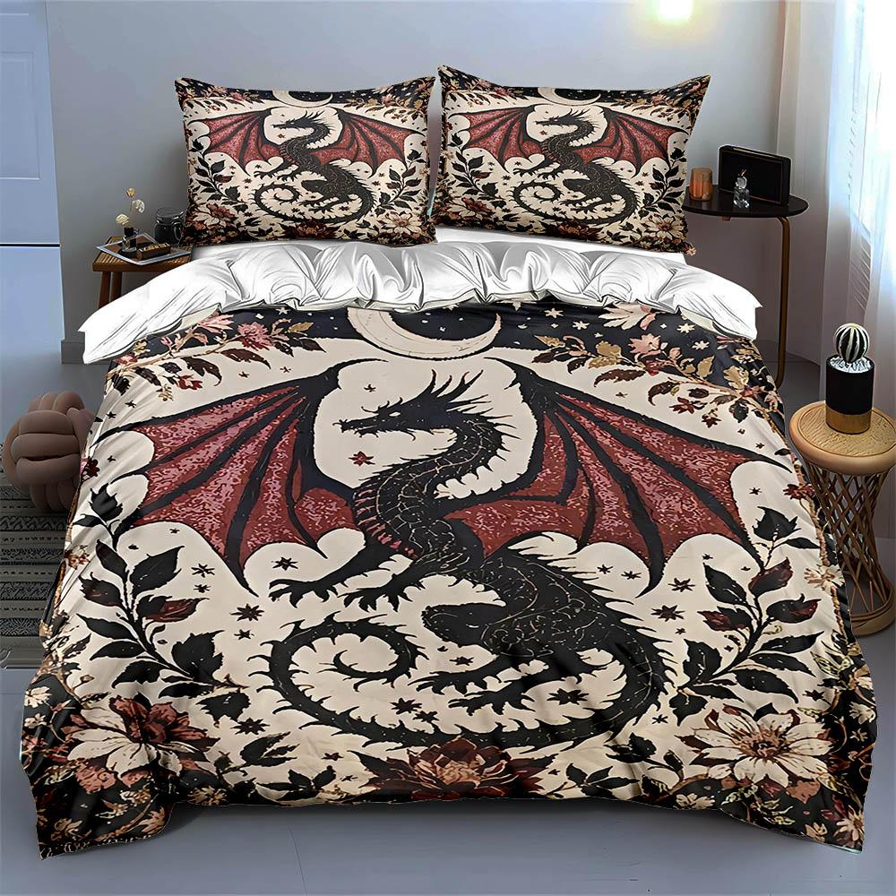 Dragon, Floral, Celestial. Bedding Duvet Cover Sets Duvet Covers Pillowcases Gifts (1 * Duvet Cover 2 * Pillowcases, Without Duvet Insert)